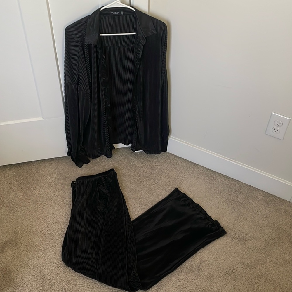 Nasty Gal plisse set black